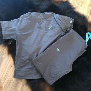 Med Couture Small Charcoal Grey, Teal Scrub Set